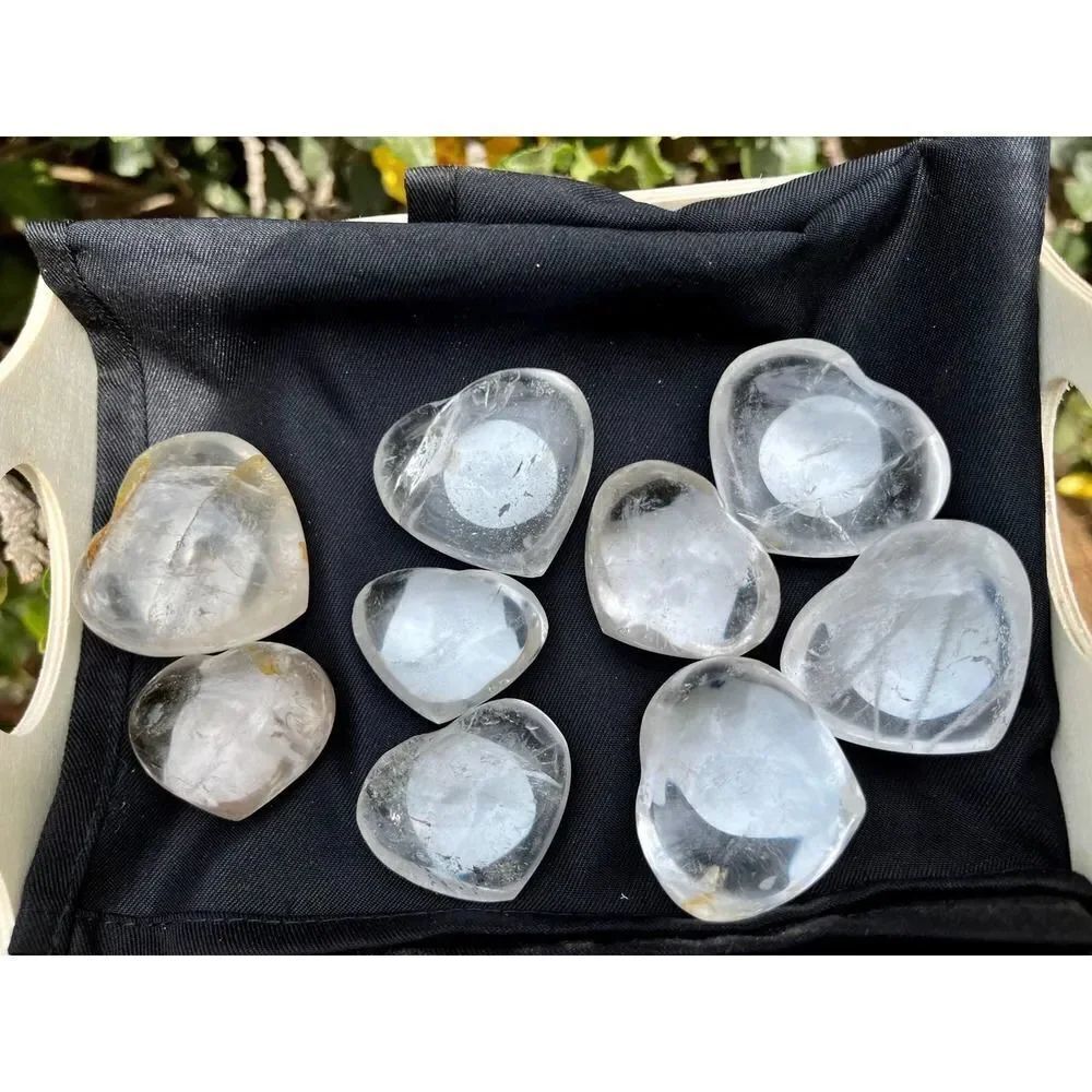 Small Clear Quartz Puffy Heart - Picture 2 of 3